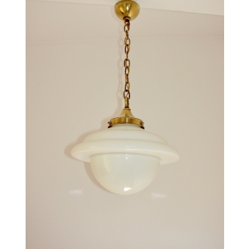 Mid-century vintage pendant lamp z mlecznego szkła
